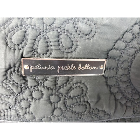 Petunia Pickle Bottom Diaper Bag Cross Body Backpack Quilted Black Floral Design - Picture 6 of 12